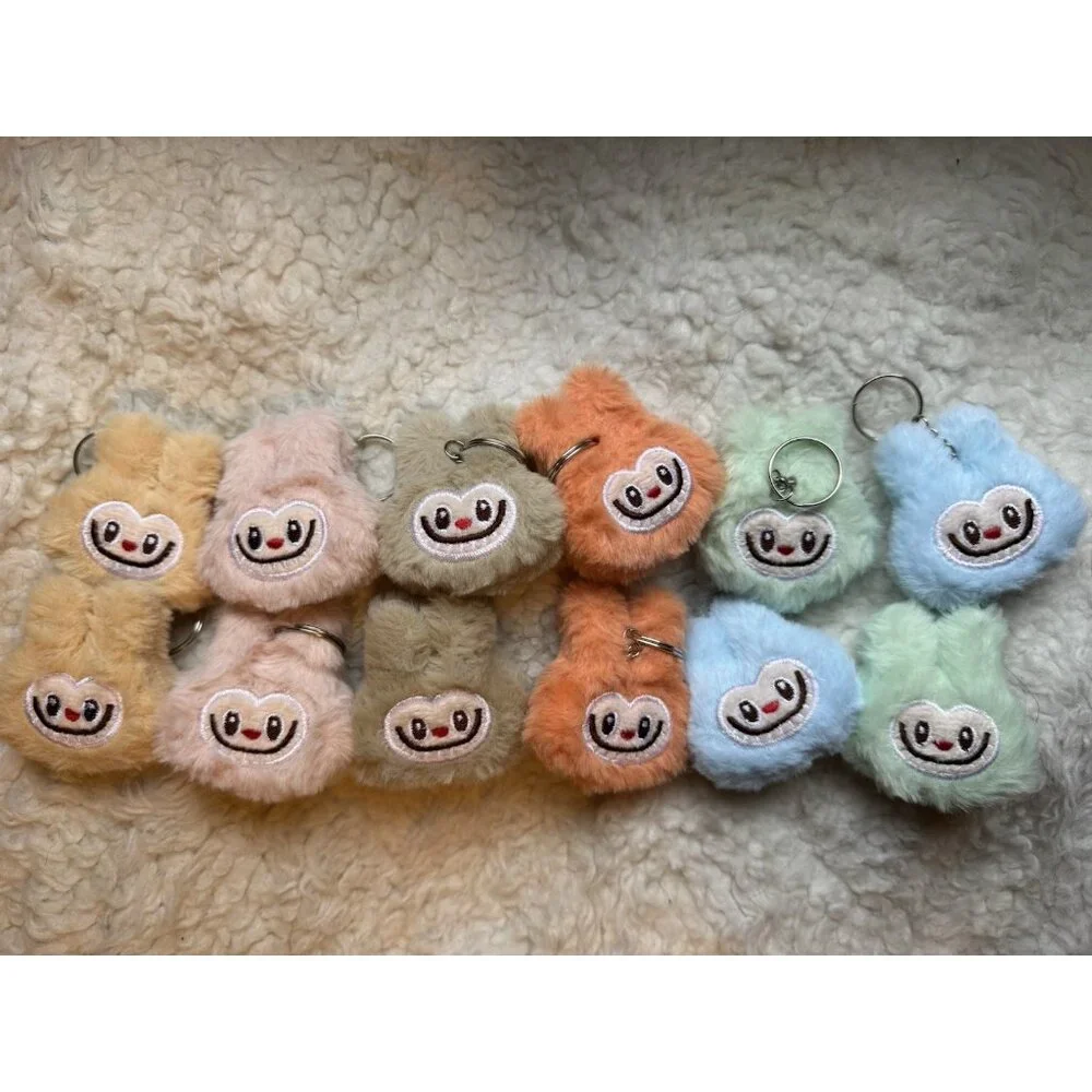 Cute Plush Furry Monster Keychain Bag Charm 3 x 2.5 NEW